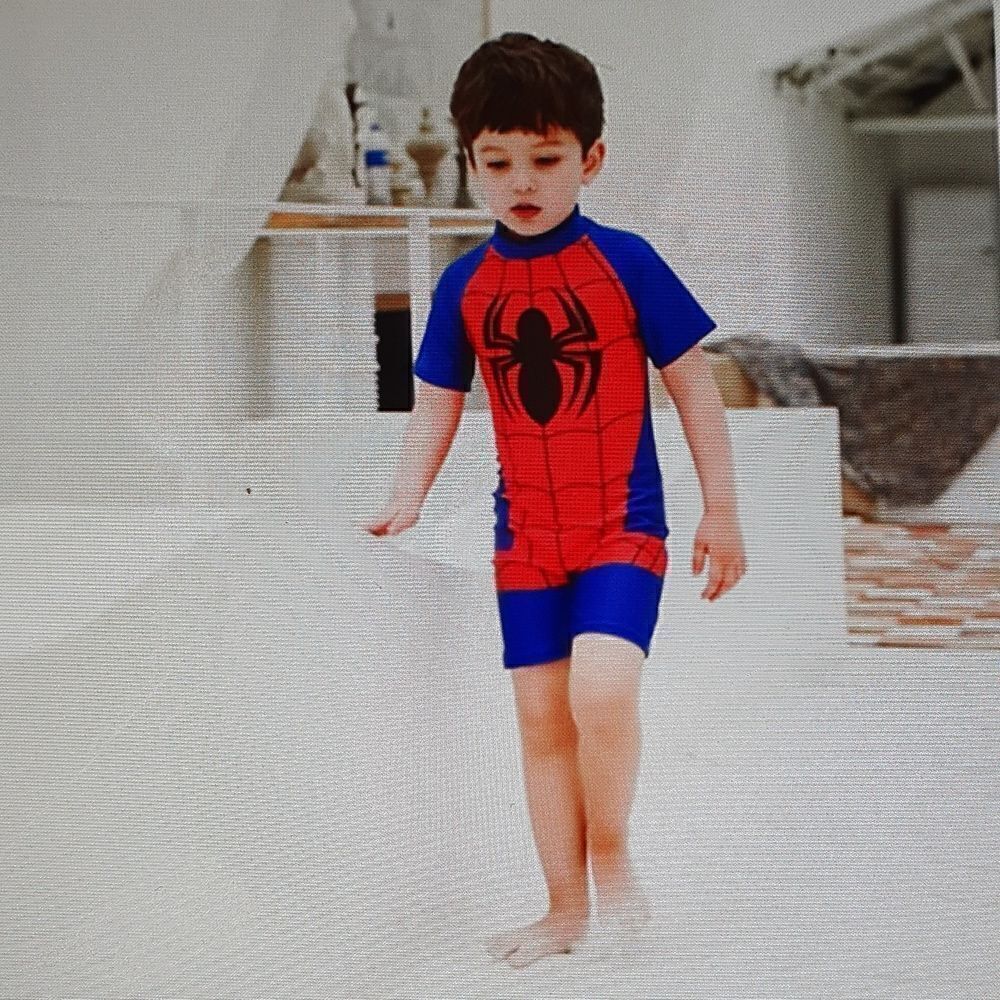 New Spiderman Swimsuit Short Sleeve One Piece 5T Rashguard‎ Boys Marvel N…